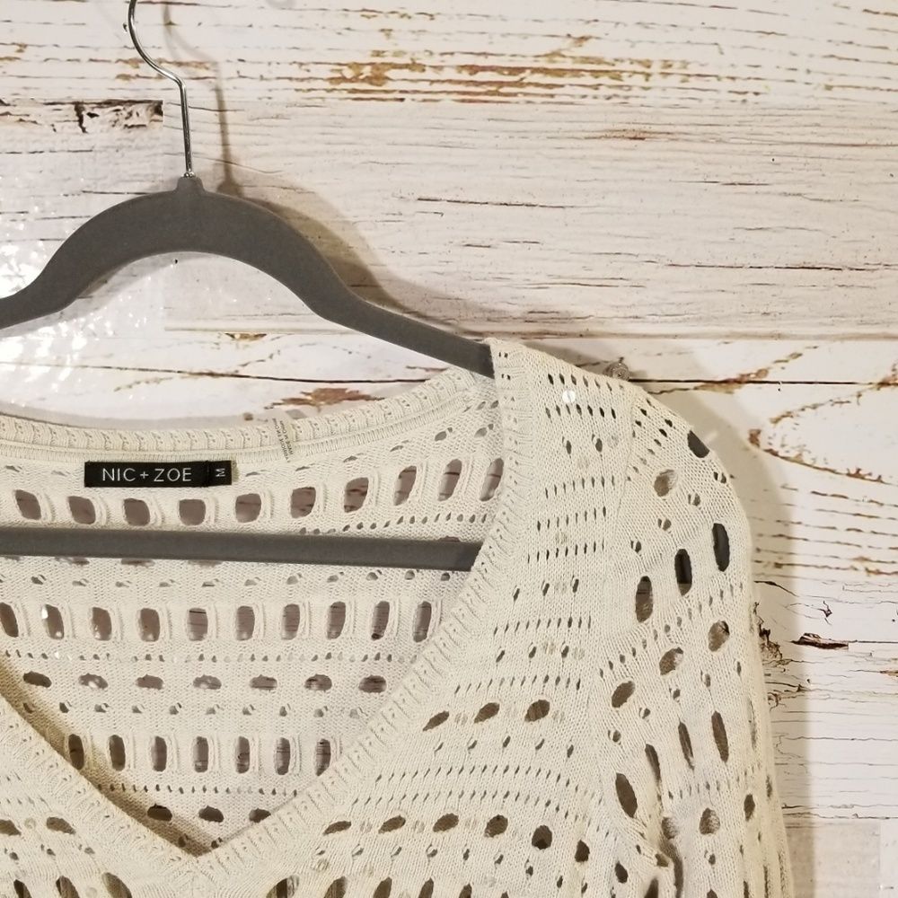 NIC+ZOE Cream V-Neck Sweater - Picture 3 of 8